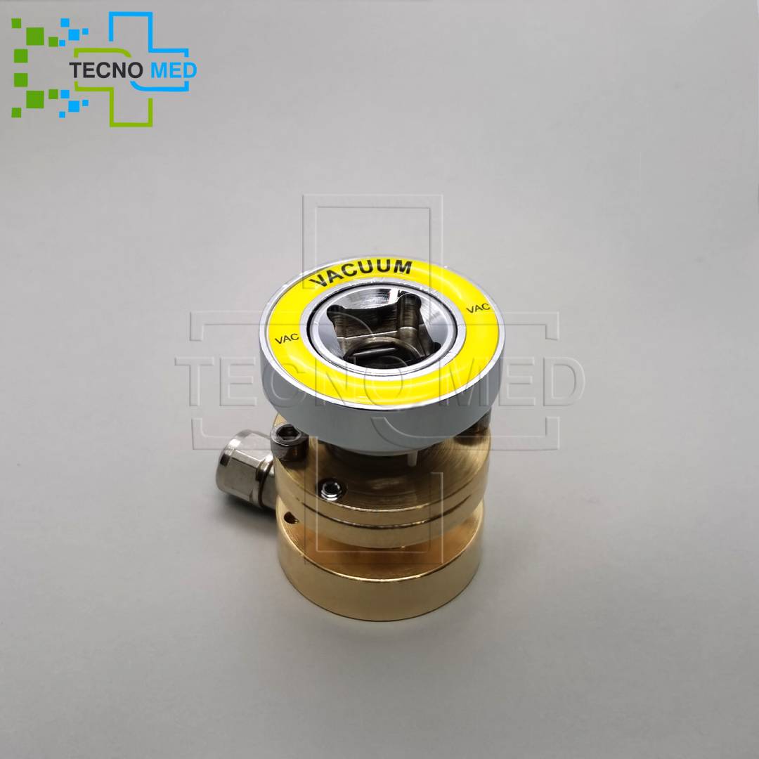 Plastic DIN VAC gas outlet for continuous and safe vacuum gas supply.