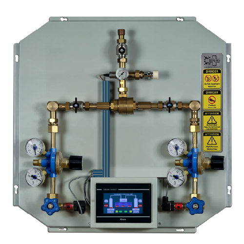Junior tam otomatik medikal gaz manifold besleme ünitesi – pnömatik basınç değiştirici ve dijital alarm panelli