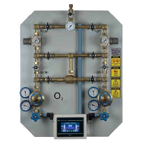 Vexillum tam otomatik medikal gaz manifold besleme ünitesi – dijital alarm paneli ve çift kademeli regülatörlü