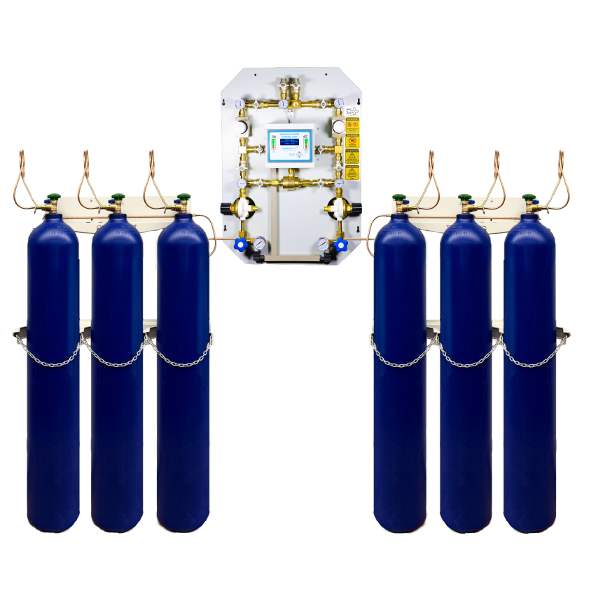 Tam Otomatik Medikal Gaz Manifold Besleme Ünitesi, HTM 02-01 ve ISO 13485 uyumlu, otomatik change-over özellikli manifold çözümü