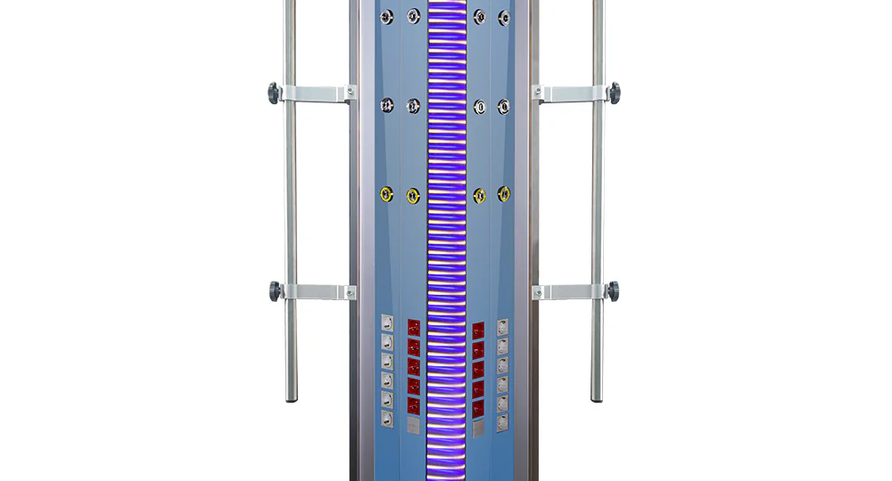 Vertical ICU unit providing seamless gas access in intensive care units.